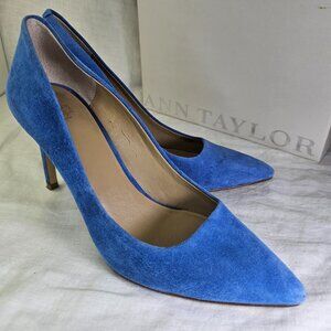 Ann Taylor Kylie 3.75” Heel Suede Scarpin Stiletto Pump 8.5 Strong Royal Blue